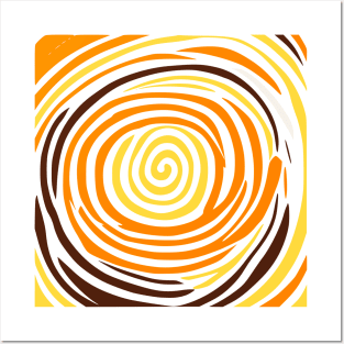 Spiral Yellow Orange Abstract Art Posters and Art